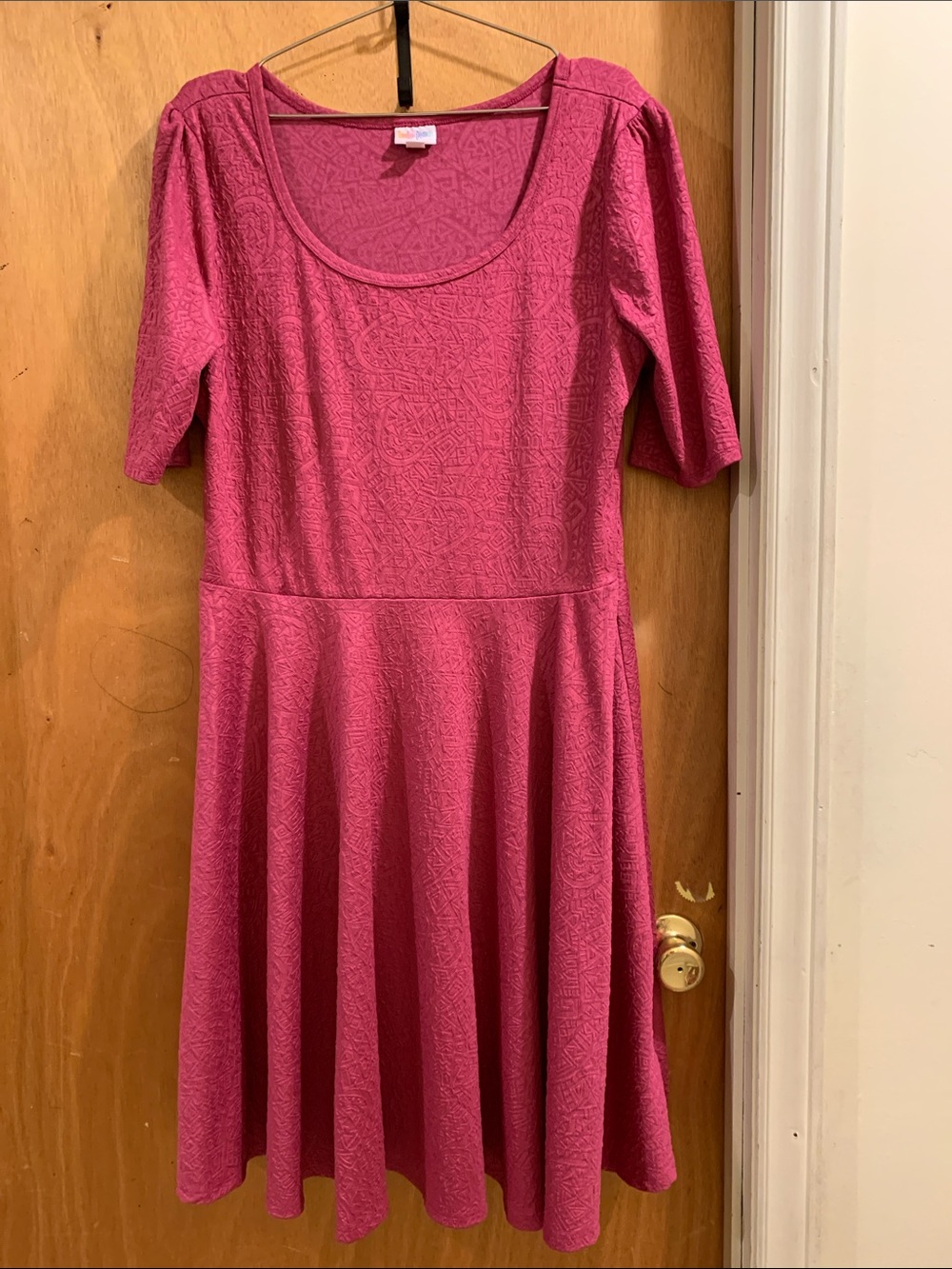 LuLaRoe Raspberry Textured Scoop-Neck Fit & Flare Midi Dress